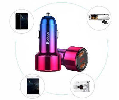Baseus Magic Bs C20a Ccmlc20a 03 45w Szybka Ladowarka Samochodowa Z Dwoma Gniazdami Usb Quick Charge 3 0 2
