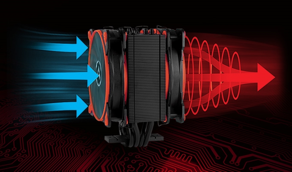 Arctic Freezer 34 Esports Duo Czarno Czerwony Przeplyw Powietrza