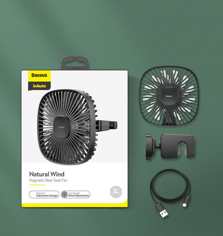 Pol Pl Baseus Samochodowy Bezprzewodowy Wiatrak Wentylator Z Uchwytem Na Zaglowek Czarny Cxzr 01 61190