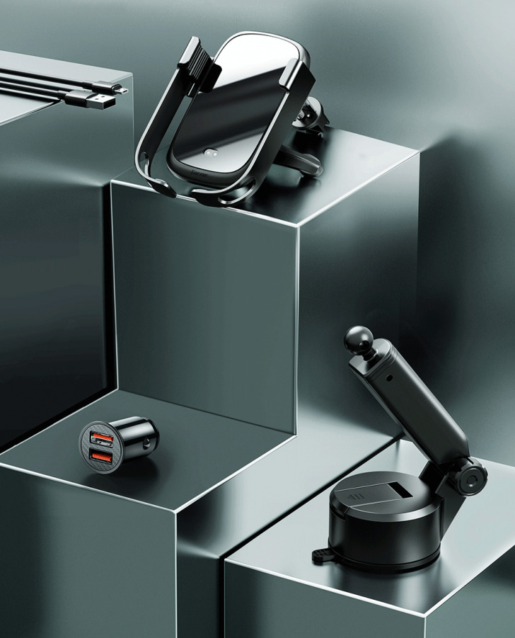 Pol Pl Baseus 5w1 Elektrycznie Zamykany Uchwyt Samochodowy Bezprzewodowa Ladowarka Qi 10 W Ladowarka Samochodowa 2 Mocowania Kabel Micro Usb Czarny Wxhw01 B01 62835