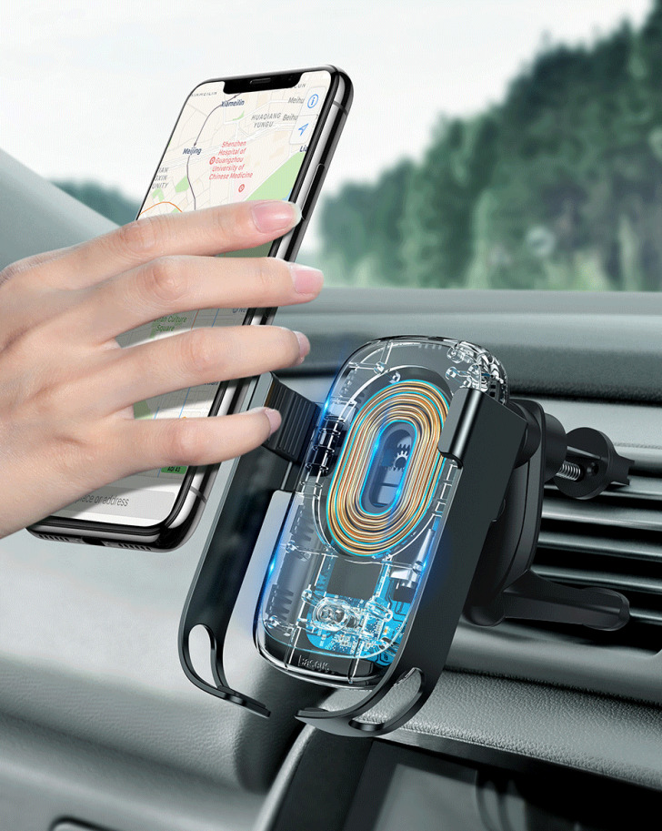 Pol Pl Baseus 5w1 Elektrycznie Zamykany Uchwyt Samochodowy Bezprzewodowa Ladowarka Qi 10 W Ladowarka Samochodowa 2 Mocowania Kabel Micro Usb Czarny Wxhw01 B01 62835