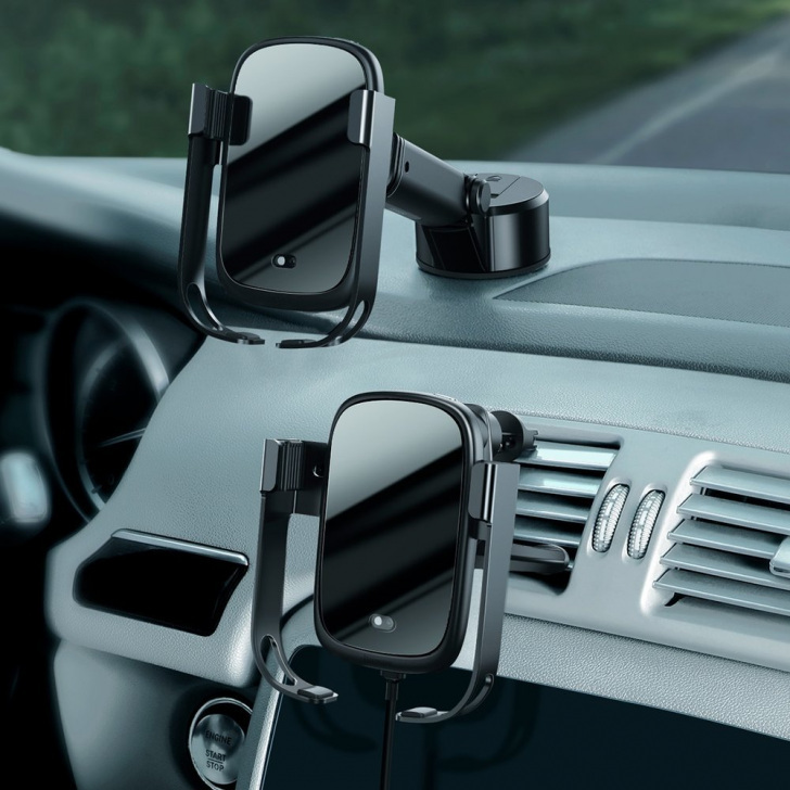 Pol Pl Baseus 5w1 Elektrycznie Zamykany Uchwyt Samochodowy Bezprzewodowa Ladowarka Qi 10 W Ladowarka Samochodowa 2 Mocowania Kabel Micro Usb Czarny Wxhw01 B01 62835 9