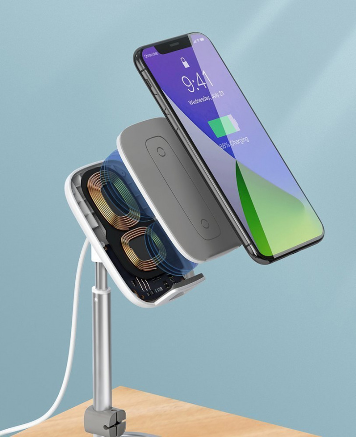 Pol Pl Baseus Bezprzewodowa Ladowarka Qi 15 W Teleskopowy Stojak Uchwyt Podstawka Na Telefon Z Kablem Usb Rozowy Suwy D0r 63471