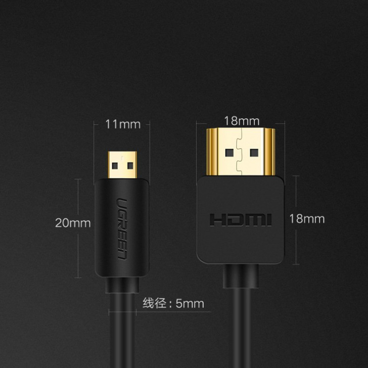 Pol Pl Ugreen Kabel Przewod Hdmi Micro Hdmi 19 Pin 2 0v 4k 60hz 30awg 1 5m Czarny 30102 57401