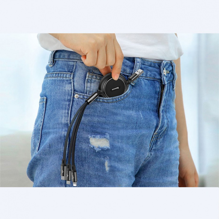 Pol Pl Baseus Golden Loop Rozwijany Kabel 3w1 Usb Micro Usb Lightning Usb C 3 5a 35cm 120cm Czarny Camlt Jh01 51913