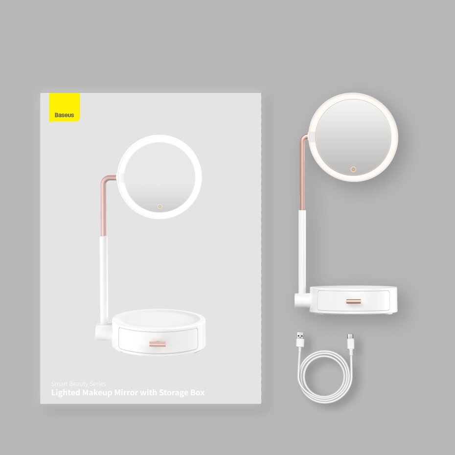 Pol Pl Baseus Smart Beauty Lusterko Lustro Z Lampka Led Do Makijazu I Szufladka Bialy Dgzm 02 76532