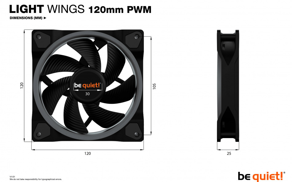 Be Quiet Light Wings 120mm Pwm Argb Wymiary