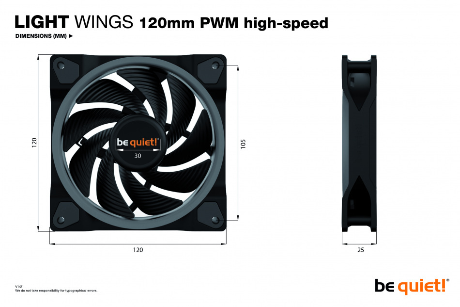 Be Quiet Light Wings 120mm Pwm High Speed Argb Wymiary