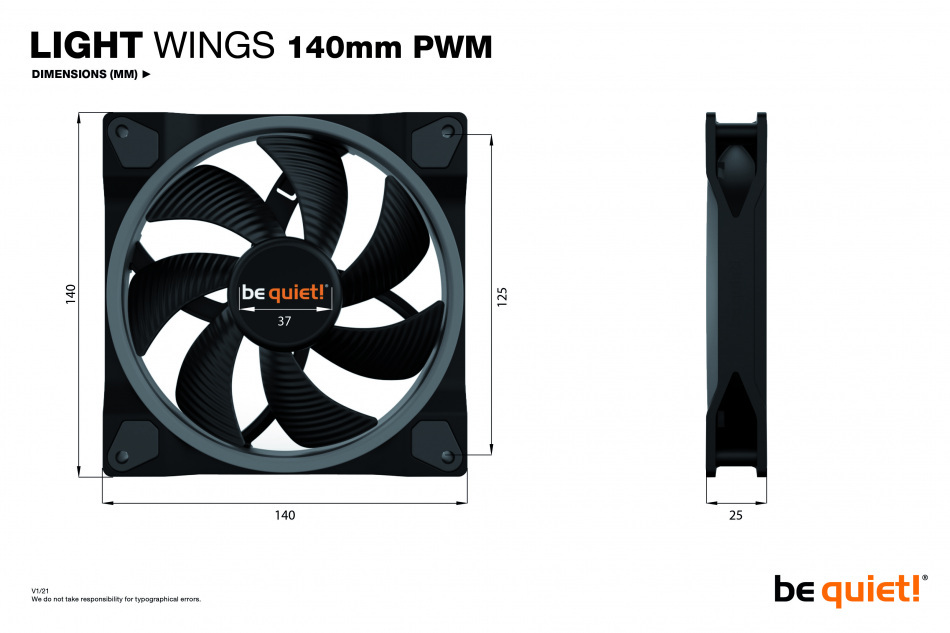 Be Quiet Light Wings 140mm Pwm Argb 3pak Wymiary