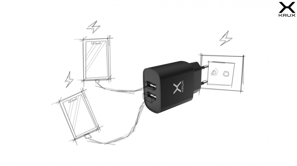 Krux Wall Charger 2x Usb 2 4a Krx0064 Hero