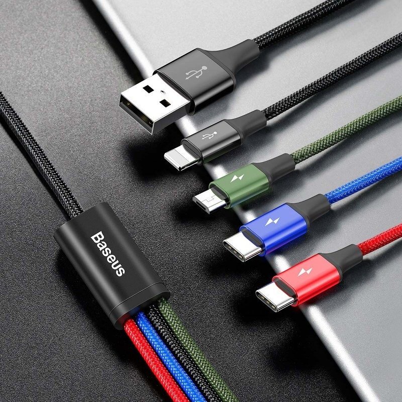 Pol Pl Kabel Usb Baseus Fast 4w1 2xusb C Lightning Micro 3 5a 1 2m Czarny 15780 4