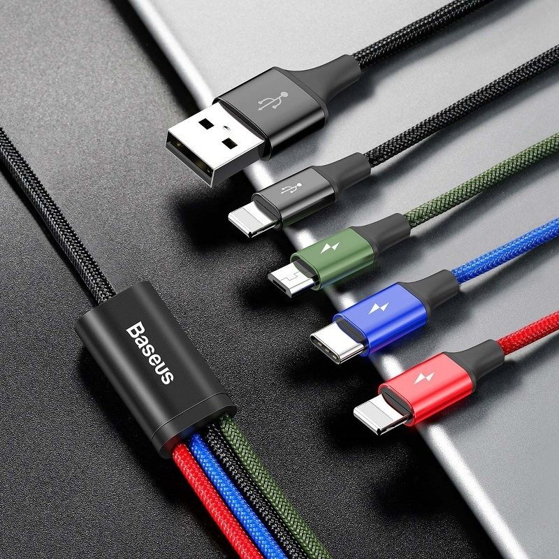 Pol Pl Kabel Usb Baseus Fast 4w1 Usb C 2x Lightning Micro 3 5a 1 2m Czarny 15963 3