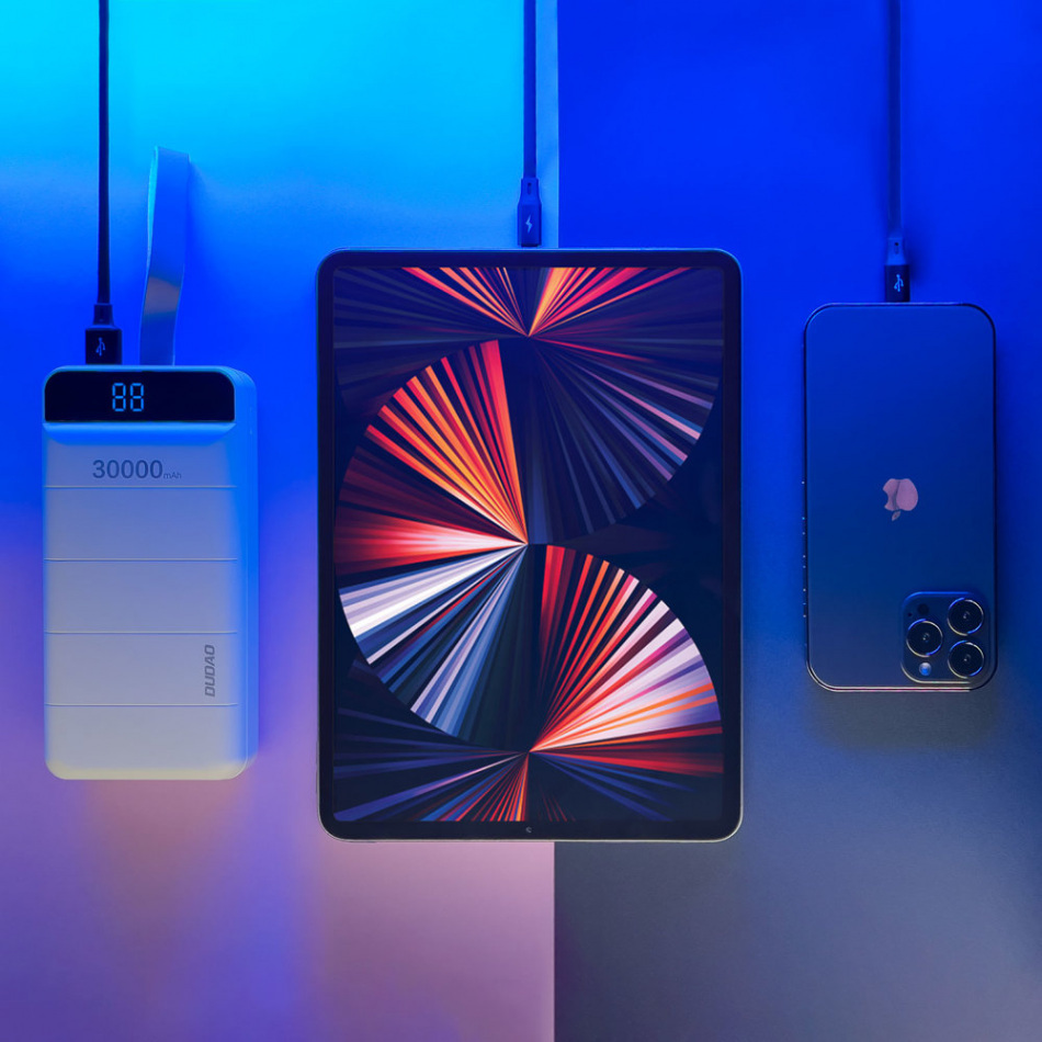 Pol Pl Dudao Powerbank 30000 Mah 3x Usb Z Lampka Led Bialy K8s White 67412