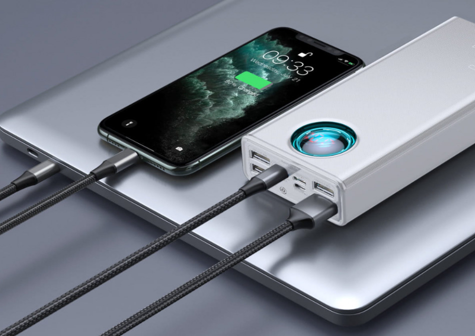 Baseus Amblight Overseas Edition 30000mah Bialy