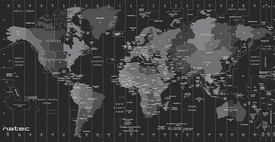 Natec Time Zone Map Maxi