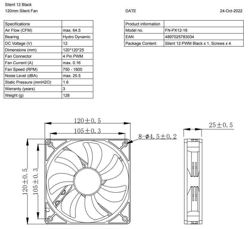 Gelid Silent 12 Pwm Black Spec
