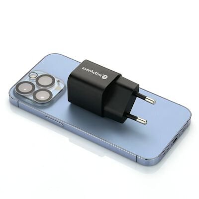 Ladowarka Sieciowa Everactive Gan Sc 390qb Z Gniazdem Usb Qc3 0 Oraz Usb C Pd Pps 30w 2