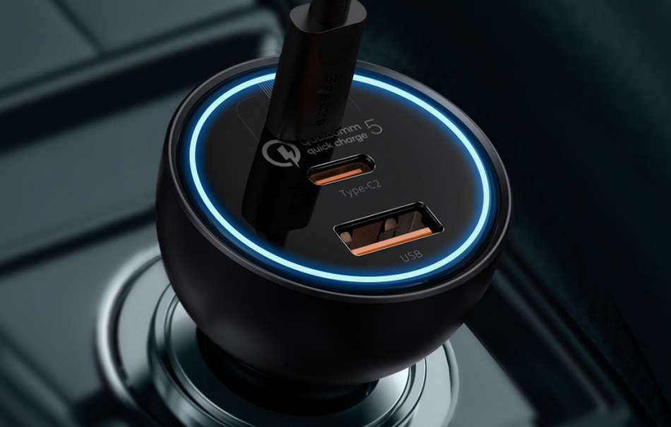 Pol Pl Ladowarka Samochodowa Baseus Qualcomm Usb 2x Usb C 160w Szara 24431 2 2