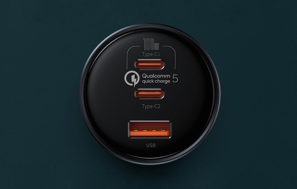 Pol Pl Ladowarka Samochodowa Baseus Qualcomm Usb 2x Usb C 160w Szara 24431 2 3