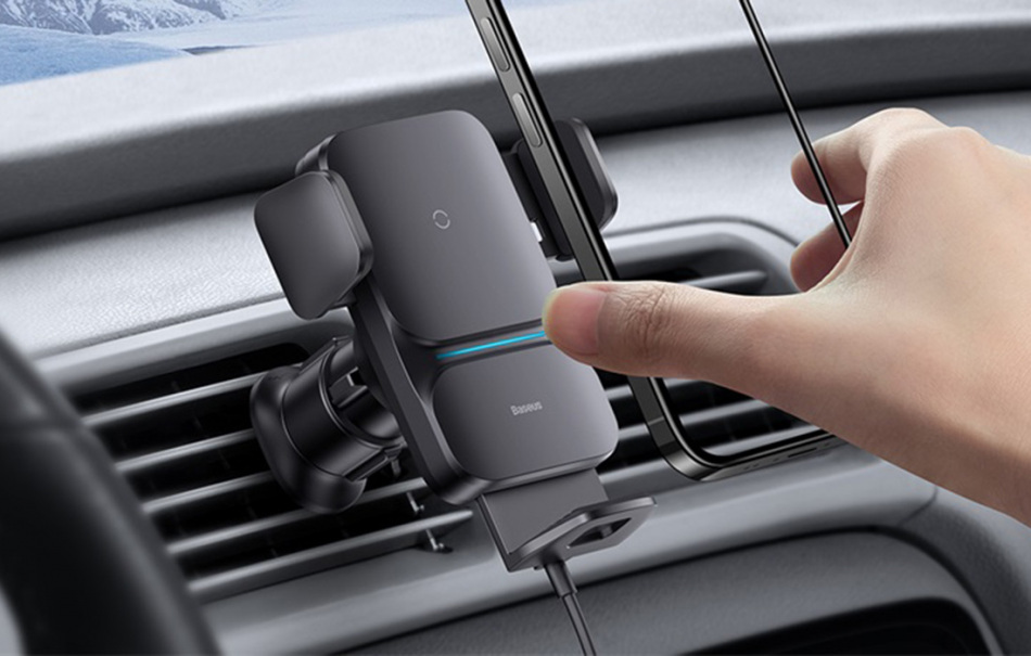 Pol Pl Automatyczny Uchwyt Samochodowy Baseus Wisdom Na Kokpit Z Ladowarka Indukcyjna Qi Czarny 24343 9 4