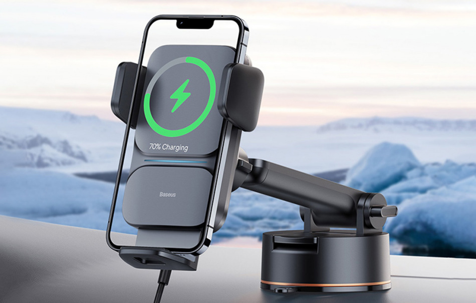 Pol Pl Automatyczny Uchwyt Samochodowy Baseus Wisdom Na Kokpit Z Ladowarka Indukcyjna Qi Czarny 24343 9 6