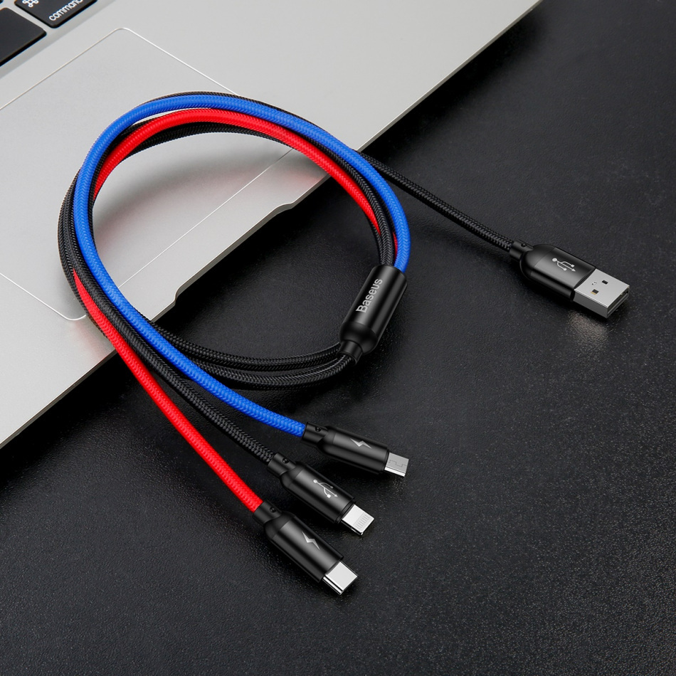 Kabel Usb Baseus 3w1 Usb C Lightning Micro 3a 1