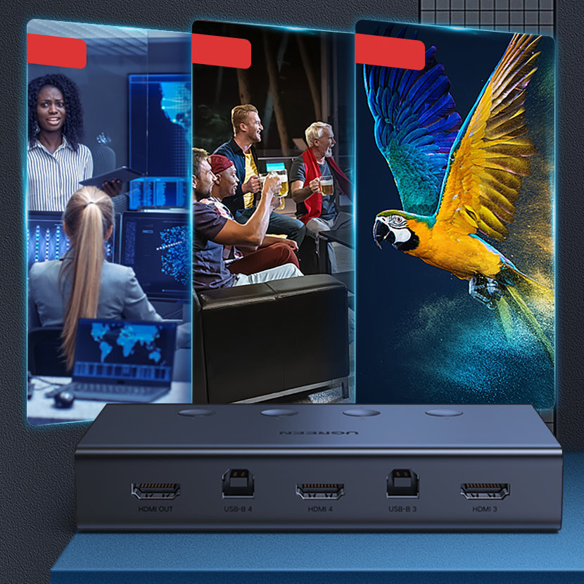 Pol Pl Ugreen Przelacznik Kvm Keyboard Video Mouse 4 X 1 Hdmi Zenski 4 X Usb Zenski 4 X Usb Typ B Zenski Czarny Cm293 81873 5