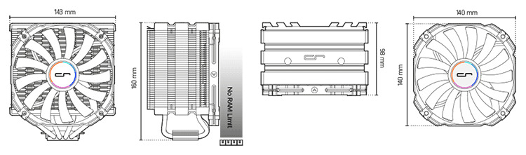 Wymiary Cryorig H5 Universal (CR-H5A)