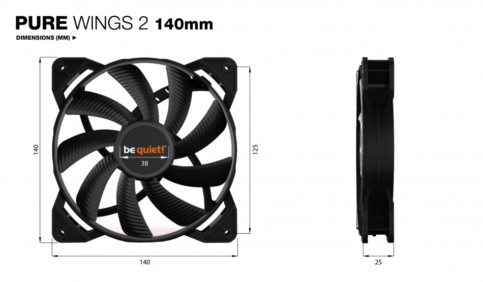 Be Quiet Pure Wings 2 Pwm 140mm Wymiary