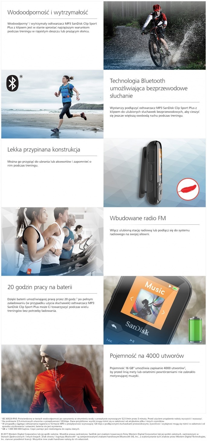 Odtwarzacz Mp3 16gb Clip Sport Plus Zalety